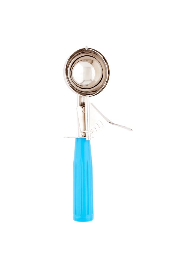 Restaurantware Met Lux 2.75 Ounce Portion Scoop, 1 Trigger Release Cookie Scoop - With Blue Handle, Stainless Steel Disher, For Portion Control, Scoop Cookie Dough, Cupcake Batter, Or Ice Cream - Image 1