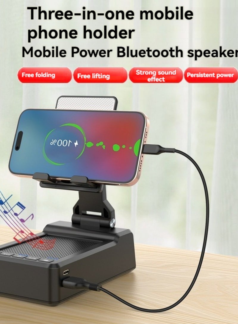M MIAOYAN Adjustable Phone Stand With Wireless Bluetooth Speaker And Non-Slip Base | HD Surround Sound | Perfect For Home And Outdoor Use | Includes Foldable Phone Stand And Tablet Holder | Ideal For Desks (Black)  - Image 1