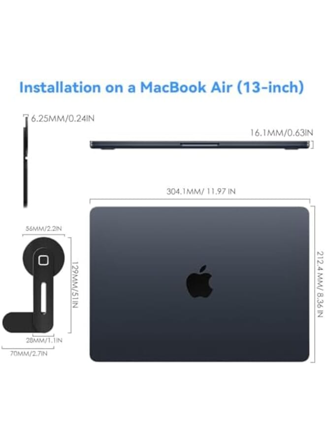 كلاود فالي حامل هاتف مغناطيسي لأجهزة الكمبيوتر المحمول مصمم لهاتف Iphone 14 13 12 Series Magsafe وشاشة هاتف قابلة للتعديل وحامل جانبي رفيع وقابل للحمل وقابل للطي للكمبيوتر باللون الأسود - Image 3