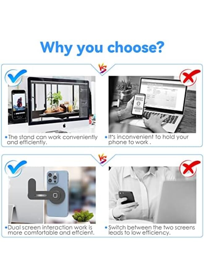 كلاود فالي حامل هاتف مغناطيسي لأجهزة الكمبيوتر المحمول مصمم لهاتف Iphone 14 13 12 Series Magsafe وشاشة هاتف قابلة للتعديل وحامل جانبي رفيع وقابل للحمل وقابل للطي للكمبيوتر باللون الأسود - Image 2