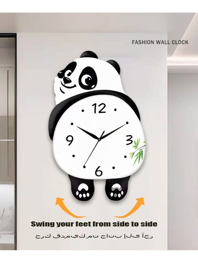 Bukela Cute Panda Wall Clock with Simulated Bamboo, Silent Decorative Clock, Large Wall Clocks Battery Operated for Living Room, Bedroom, Dining Room, Entryway(15.7 * 17.7in) - Image 1