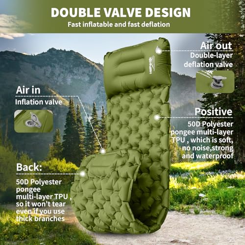 HiiPeak Sleeping Pad for Camping- Ultralight Inflatable Sleeping Mat with Built-in Foot Pump & Pillow, Upgraded Compact Camping Air Mattress for Tent, Backpacking, Hiking - Image 5