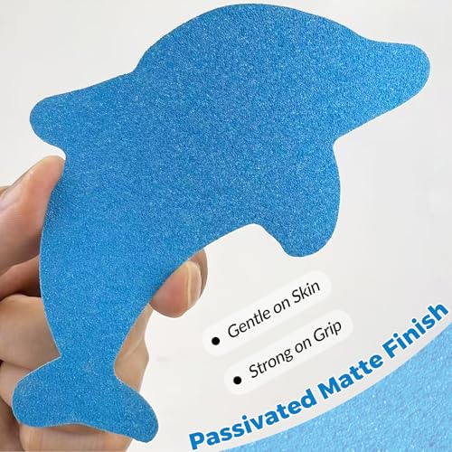 SX S&X Bathtub Non Slip Stickers,Grippy Dolphin Adhesive Treads – Fine Gritty Textured Surface – Pack of 12 Shower Floor Non Slip Stickers – Comfortable Grip On Slipper Surfaces - Image 2