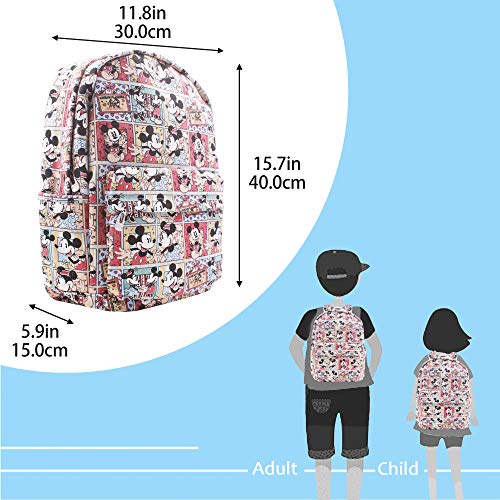 Finex Mickey Minnie Comic Style Canvas Backpack Casual Daypack with 15 in Laptop Storage Compartment - Image 5