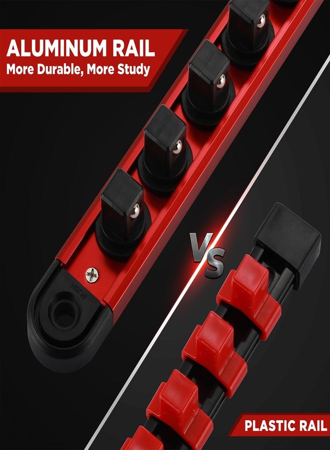 Mayouko Aluminum Magnetic Socket Organizer, 3-Piece Socket Rail Holder, 1/4-Inch x 14 Clips, 3/8-Inch x 14 Clips, 1/2-Inch x 12 Clips, Storage 40 Sockets(Sockets Not Included) - Image 3