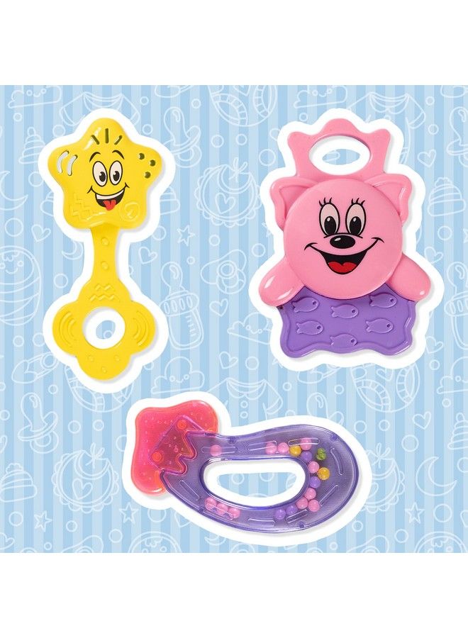 RATNA'S Colourful Rattle Set For Toddlers.Perfect Rattle Sets For Little Hands.Non Toxic;Bpa Free;Certified As Per Indian Standards (Little Baby Rattle Set 3 Pieces) - Image 1