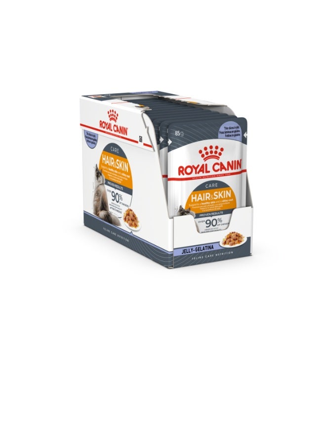 ROYAL CANIN Feline Care Nutrition Hair & Skin Jelly (WET FOOD - Pouches) 12x85g - Image 2