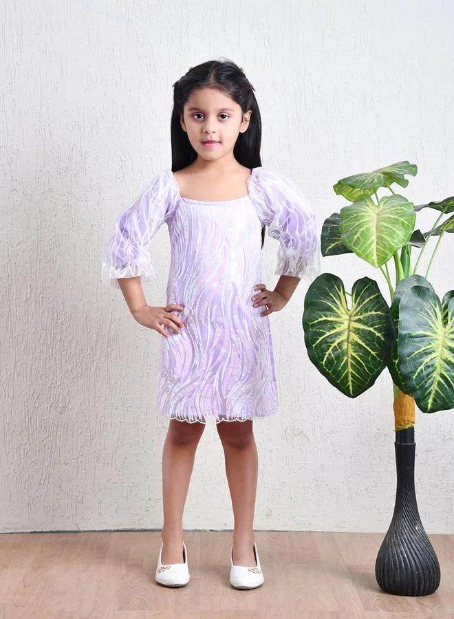 BELLA MODA Organza Puff Sleeve Dress