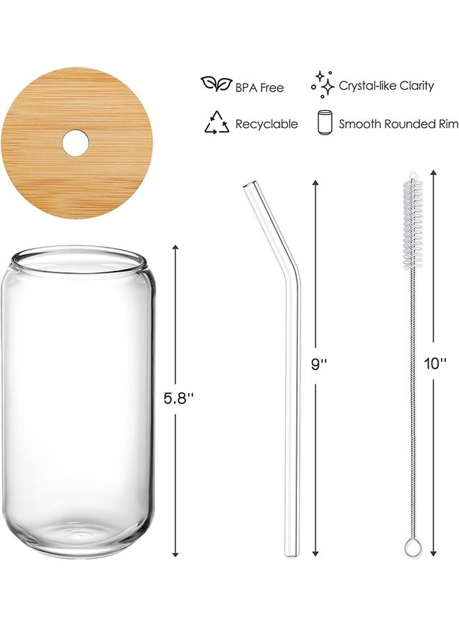 Beauenty Glasses with Bamboo Lids and Glass Straw 4pcs Set - Image 3