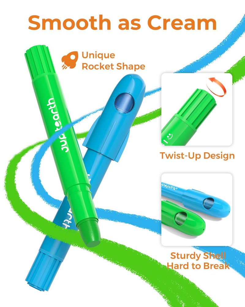 JUPITEARTH 24 Colors Twist Crayons for Toddlers 1-3, Non-Toxic Washable Crayons for Ages 4-8 with Storage Bucket, Ultra-Silky and Easy to Hold Art Supplies, Ideal Christmas Gift for Boys and Girls - Image 5