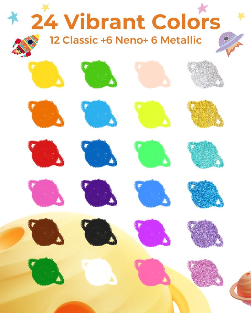 JUPITEARTH 24 Colors Twist Crayons for Toddlers 1-3, Non-Toxic Washable Crayons for Ages 4-8 with Storage Bucket, Ultra-Silky and Easy to Hold Art Supplies, Ideal Christmas Gift for Boys and Girls - Image 2