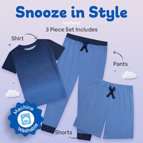 US Angels Boys Pajamas 3 Piece Set, big boys pj set, pajama pants for boys, pijama shorts, Size 8, Size 10-12, Size 14-16 - Image 3