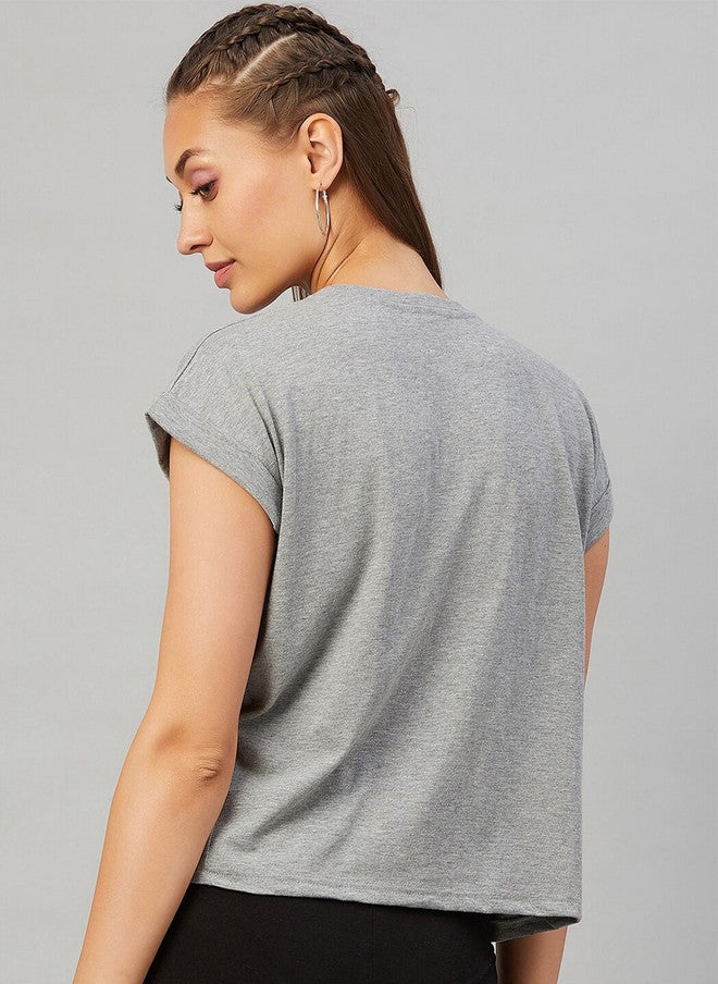 CHIMPAAANZEE Women Grey Typography Printed Oversized Cotton T-shirt - Image 5