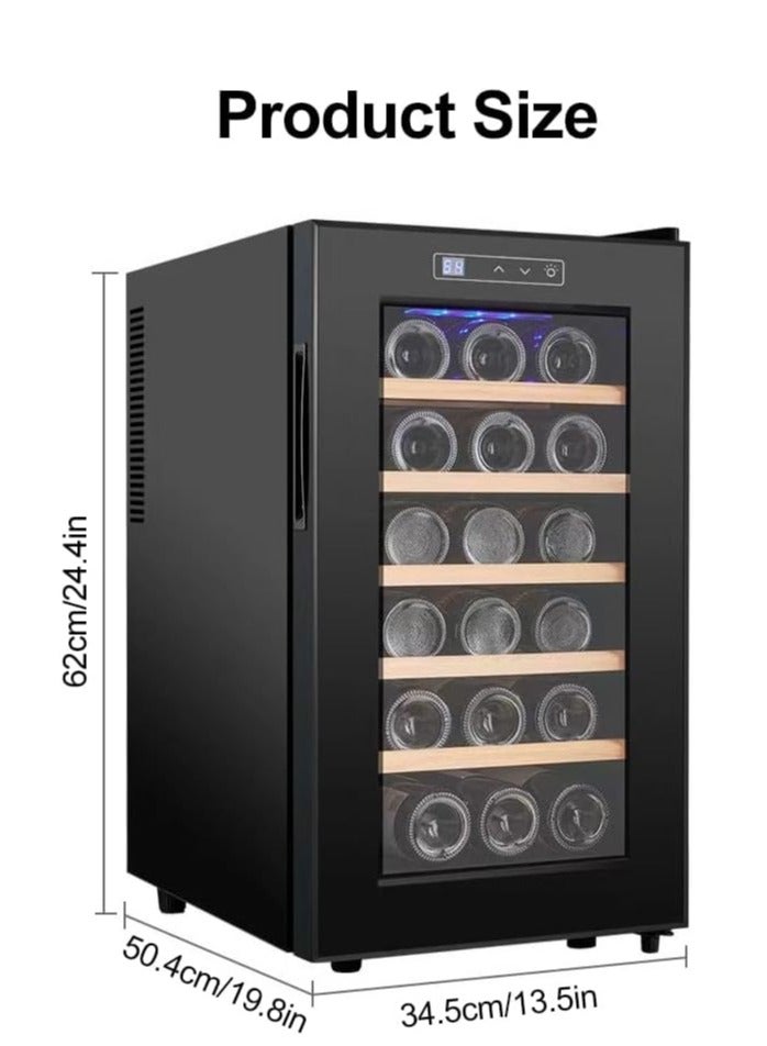 Wine Cabinet, Wine Cooler, Air-Cooled Thermostatic Wine Cabinet,Freestanding Compact Wine Fridge,Built in LED Lights,Silent,12-18°C,18 Bottle Capacity  - Image 3