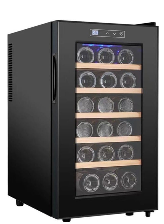 Wine Cabinet, Wine Cooler, Air-Cooled Thermostatic Wine Cabinet,Freestanding Compact Wine Fridge,Built in LED Lights,Silent,12-18°C,18 Bottle Capacity  - Image 1