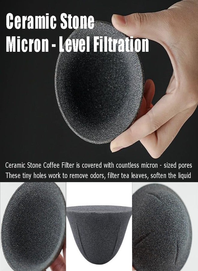 Ouliget Ceramic Stone Coffee Filter,Japanese Non-porous Coffee Dripper,Reusable Loose Tea Precision Strainer for Home Office Tea Coffee Making - Image 5