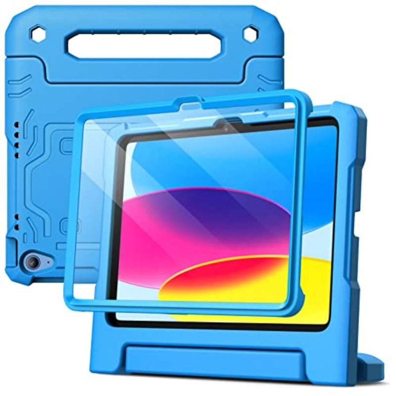 Case for iPad A16 11th/10th Gen, Blue For 2025/2022 Model, Built-in Screen Protector, 360 Handle Stand, Shockproof, Kid-Friendly - Image 1