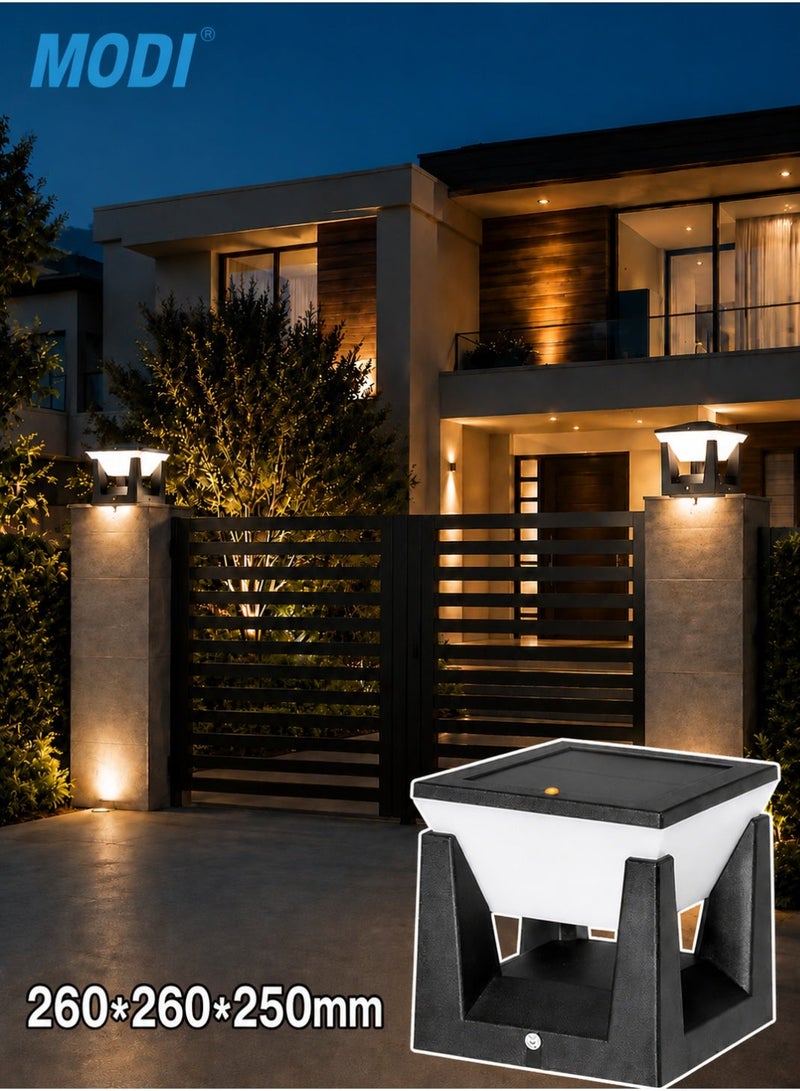 MODI Solar Pillar Light IP65 10 Hours 260x260x250mm Neutral Warm White Light Auto On Outdoor Garden Pathway Energy Saving Lighting - Image 1