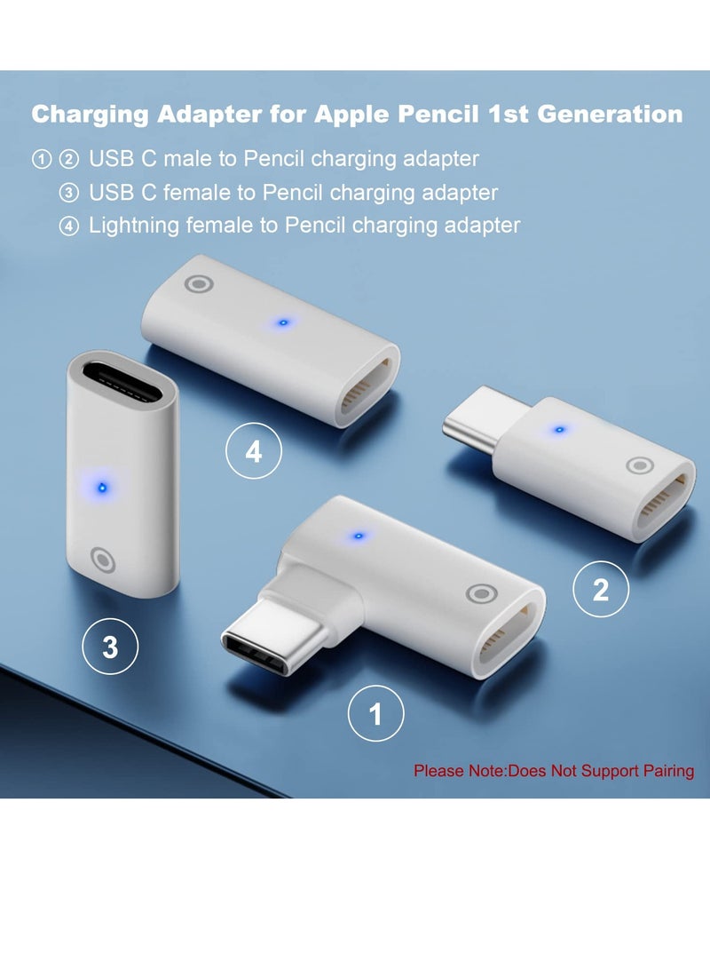 SYOSI Charging Adapter for Apple Pencil 1st Gen 4 Pack Light USB-C Male to Pencil 1st Gen Adapter Female to Female Charger Connector Four Charging Schemes Charging Only Not for Pairing - Image 4