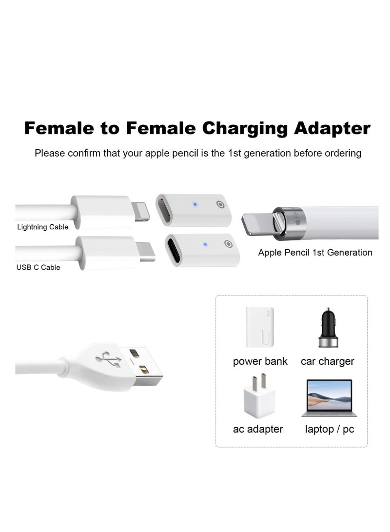 SYOSI Charging Adapter for Apple Pencil 1st Gen 4 Pack Light USB-C Male to Pencil 1st Gen Adapter Female to Female Charger Connector Four Charging Schemes Charging Only Not for Pairing - Image 3