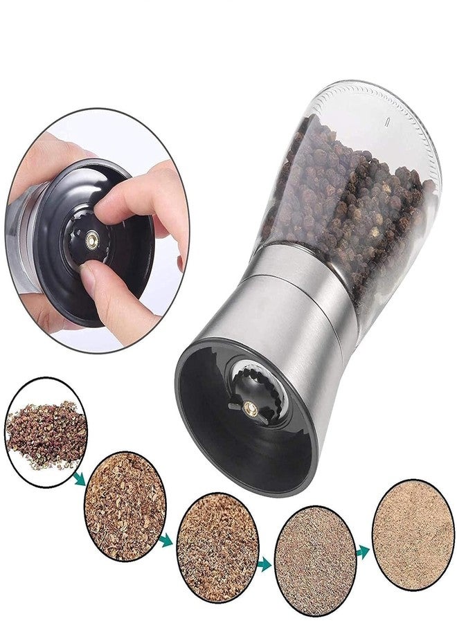 Marve Salt and Pepper Grinder Transparent Manual Mill Grind with Adjustable Ceramic Blades for Coarseness & Knob Thickness Adjuster - Spice Storage Crusher,Shaker,Black Pepper,Sea Salt (Pack of 1) - Image 5