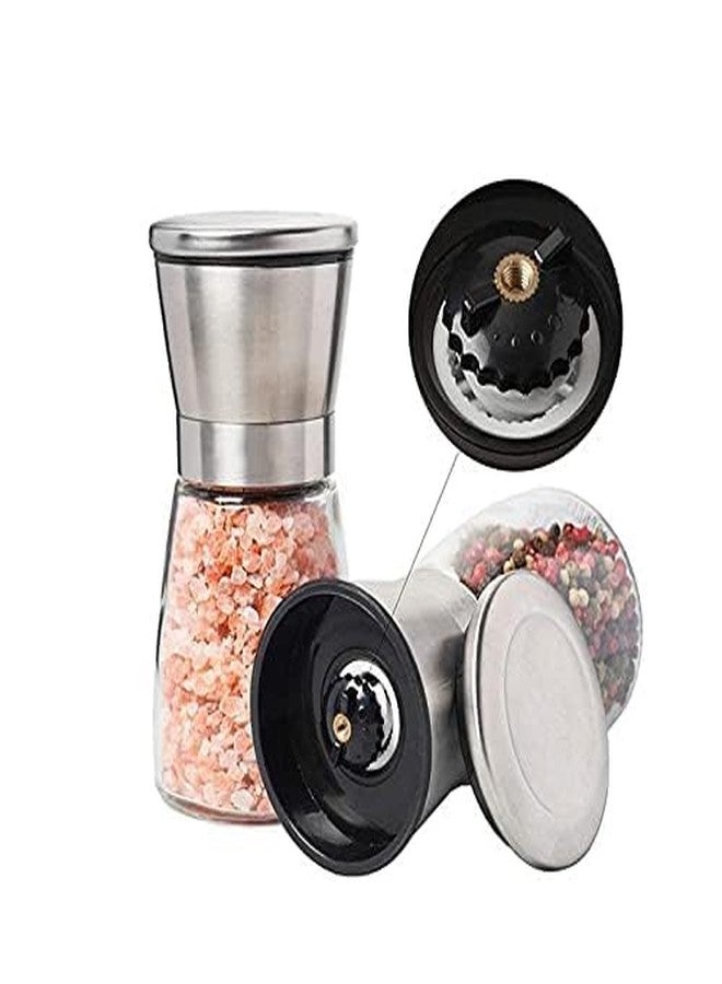 Marve Salt and Pepper Grinder Transparent Manual Mill Grind with Adjustable Ceramic Blades for Coarseness & Knob Thickness Adjuster - Spice Storage Crusher,Shaker,Black Pepper,Sea Salt (Pack of 1) - Image 1