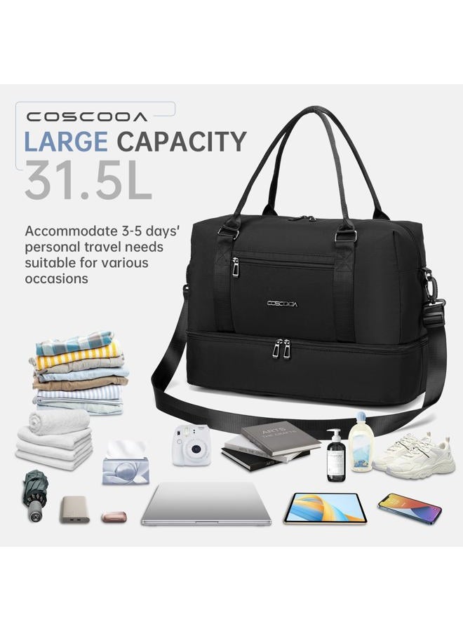 COSCOOA For Spirit Airlines Personal Item Bag 18x14x8 Underseat with Shoe Compartment,Carry On Weekender Overnight Tote Bag, Beige - Image 5