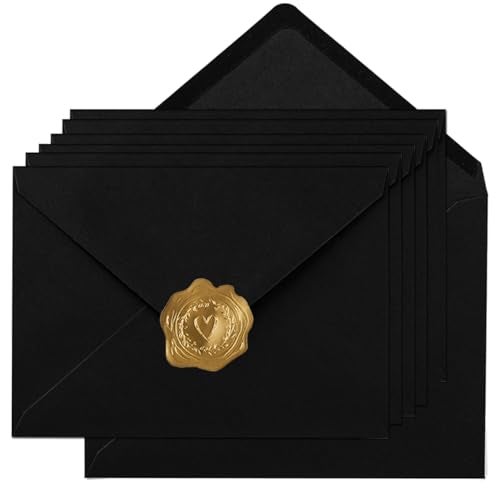 Toperd 100 Pieces A6 Envelopes Colorful 4x6 Envelopes with Gold Stickers for Greeting Cards, Birthday, Weddings, Baby Shower Invitation Cards (Black, 6 1/2 x 4 3/4 Inches) - Image 1
