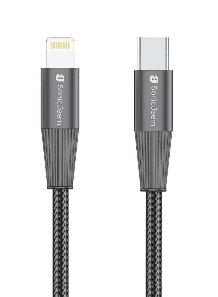 SONIC JEEM Sonic Game 100W PD TYEP-C-LIGHTNING Charging Cable, Contains a smart chip, supports data transfer, length 1.20 meters, black - Image 1