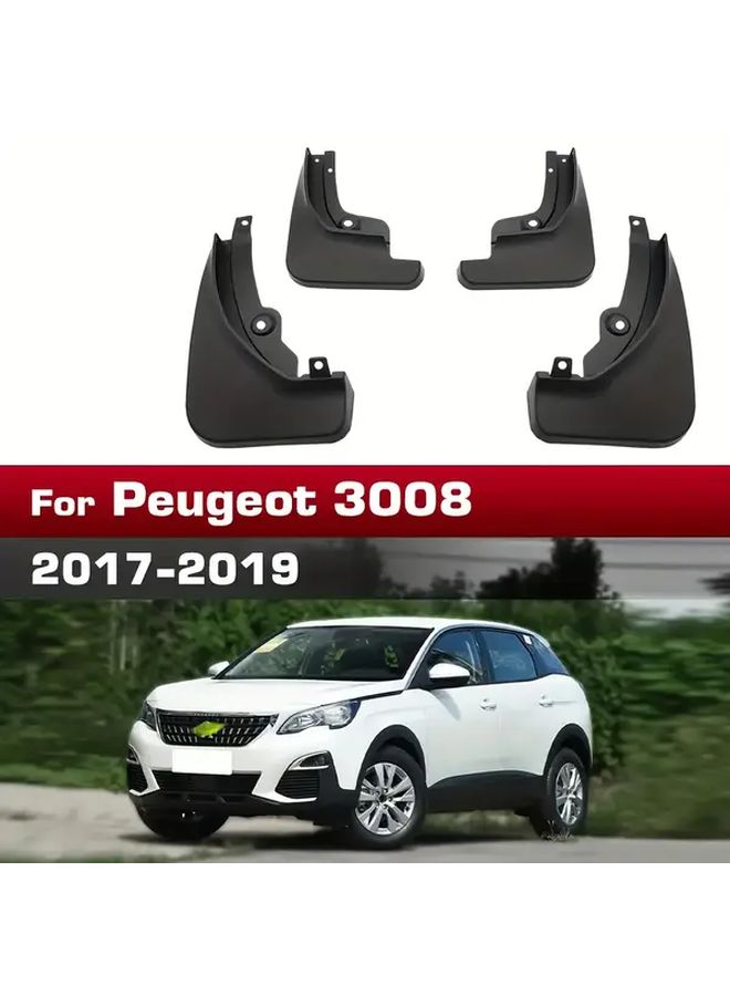 Black Mudguard Set for Peugeot 3008 Mk2 GT 2017 2019 Rear Auto Flaps - Image 1