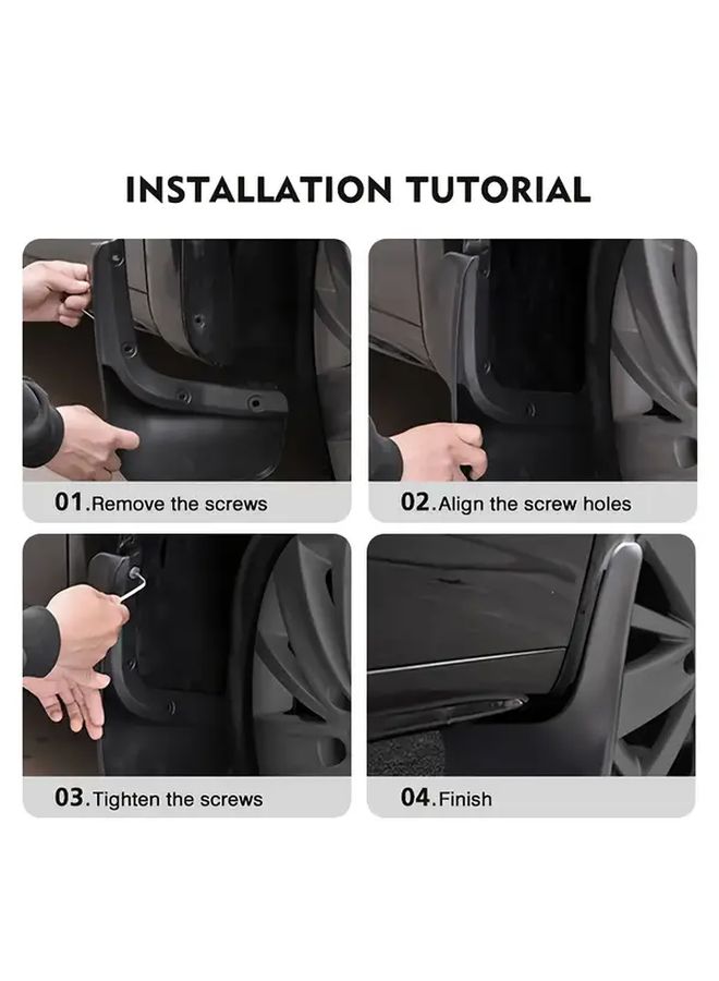 Black Mudguard Set for Peugeot 3008 Mk2 GT 2017 2019 Rear Auto Flaps - Image 4