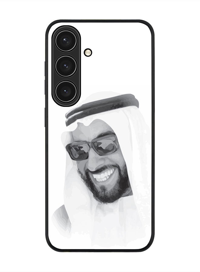 Stylizedd Rugged Black edge case for Samsung Galaxy S24, Slim fit Soft Case Flexible Rubber Edges Anti Drop TPU Gel Thin Cover- Zayed, Our Father - Image 1