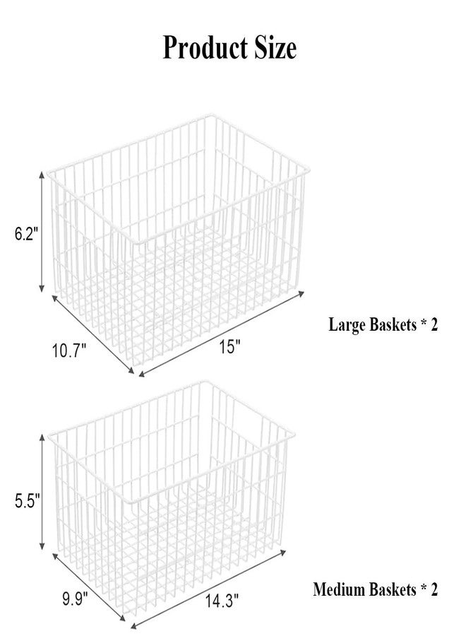 Orgneas Freezer Organizer Bins, Freezer Wire Baskets for 16/17 / 21 Cu.Ft Upright Freezer, Pantry Storage Basket Organizers for Frozen Foods, Vegetables and Fruits, 2 Large 2 Medium - Image 2