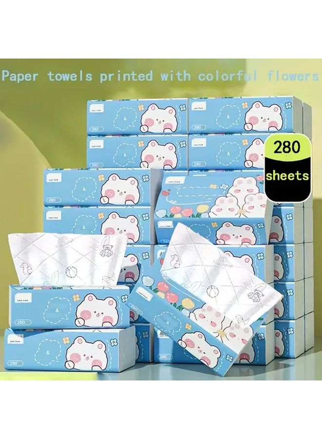 Random Color Cute Cartoon Printed Five Layer Soft Tissue Paper 280 Sheets Dye Free Hypoallergenic - Image 4