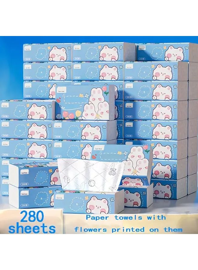 Random Color Cute Cartoon Printed Five Layer Soft Tissue Paper 280 Sheets Dye Free Hypoallergenic - Image 3