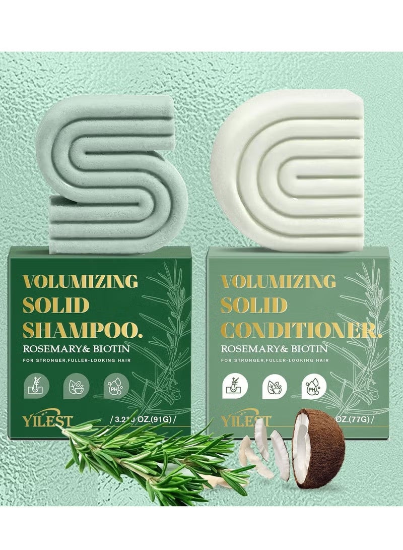ييلست مجموعة صابون شعر الروزماري ٩١ غرام + صابون شعر ٧٠ غرام، شامبو وبلسم صلب مع البيوتين ومستخلص أوراق الروزماري. - Image 1