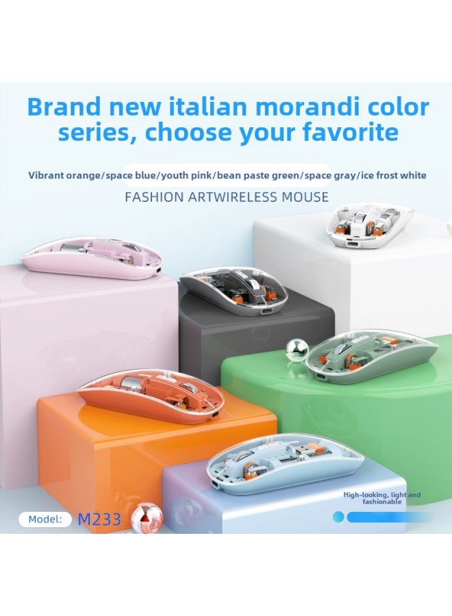 Transparent Wireless Bluetooth Mouse Lightweight Portable Desktop Notebook Office Home Mouse Direct Sales-Color:Youth Pink Three Models - Image 2