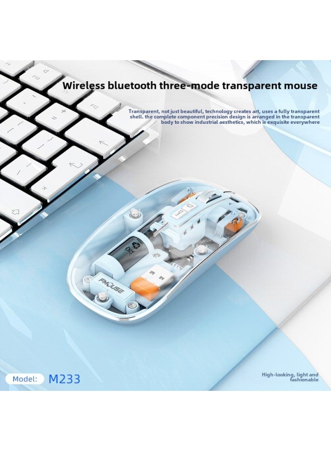 Transparent Wireless Bluetooth Mouse Lightweight Portable Desktop Notebook Office Home Mouse Direct Sales-Color:Youth Pink Three Models - Image 3
