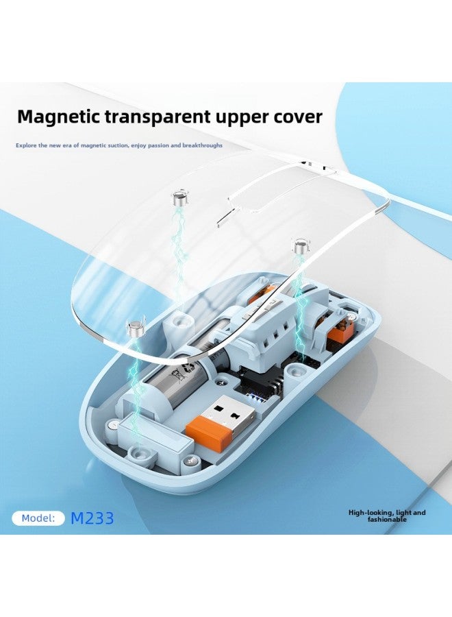 Transparent Wireless Bluetooth Mouse Lightweight Portable Desktop Notebook Office Home Mouse Direct Sales-Color:Youth Pink Three Models - Image 5