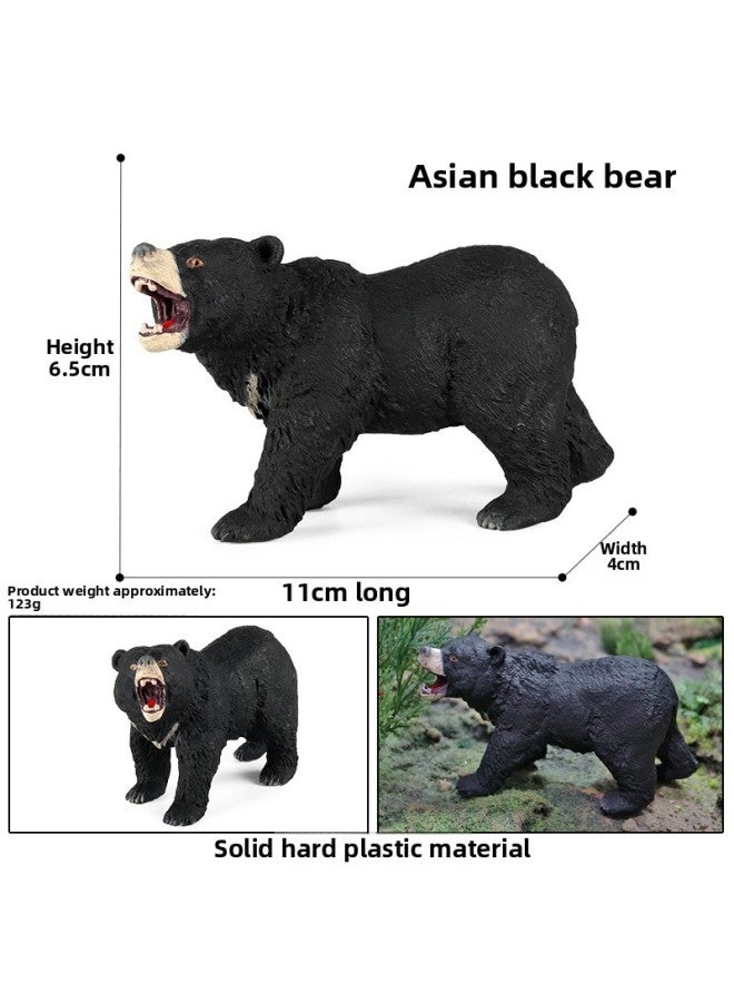 Simulation Animal Model Giraffe Elephant Rhino Brown Bear Tiger Lion Leopard Hippo Solid Cognitive Toy Ornaments-Color:zjs-199 Male Black Bear  - Image 1