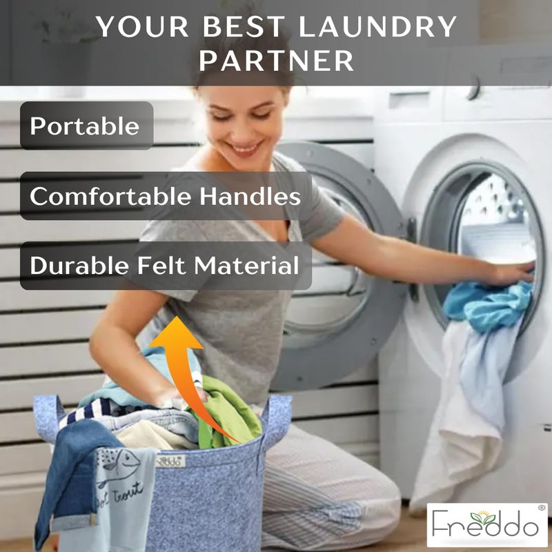 FREDDO Storage Bins Foldable Convenient Felt Fabric Storage Organizer for Loundry Toys Clothes Books Color Grey Pack of 3 Pcs - Image 4