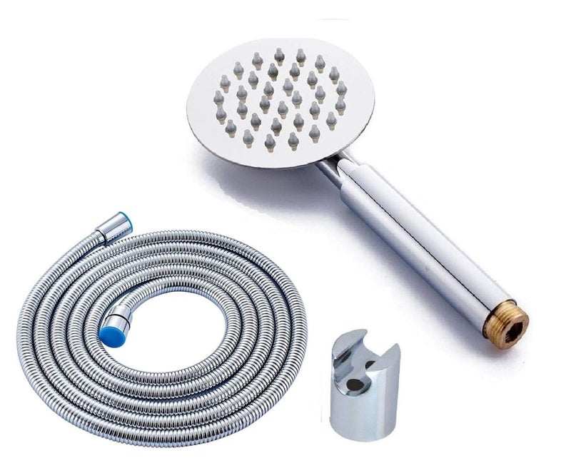 ANMEX ANMEX Circular 9 Long Ultra Slim 4 Round Rain Spray Stainless Steel Hand Shower with 15mtr Stainless Steel Shower Tube and Wall Hook Silver  - Image 1