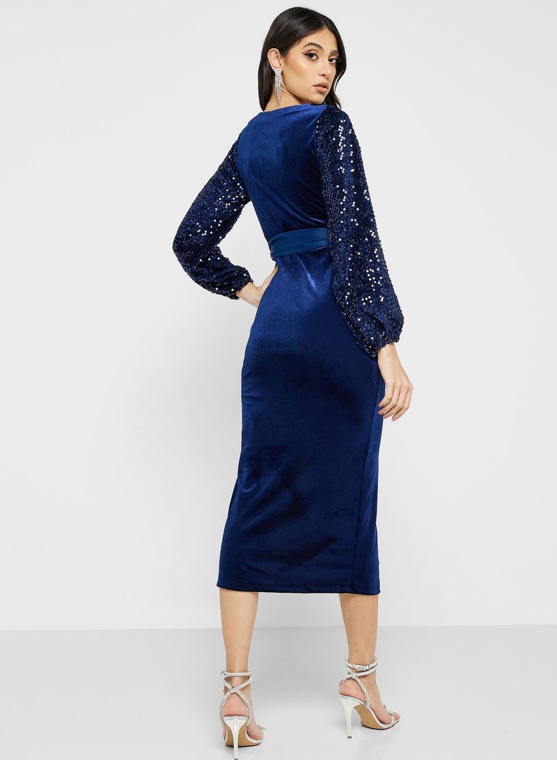 Ella Limited Edition Shimmer Sleeve Dress With Slit  - Image 2