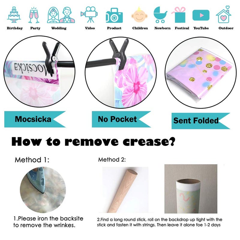 Mocsicka Quinceanera Birthday Backdrop for Sweet Girl Mis Quince Anos 15th Birthday Party Decorations Pink Silver Photograpy Background Prop (Pink, 7x5ft (82x60 inch)) - Image 5