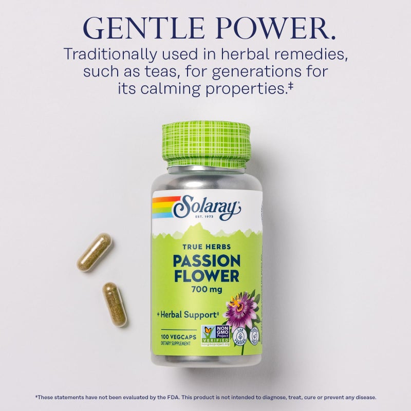 SOLARAY Passion Flower 700 mg Whole Aerial - Soothing Herbal Support - Passion Flower Capsules - Vegan, Non-GMO, 60-Day Guarantee, Lab Verified - 50 Servings, 100 VegCaps - Image 3