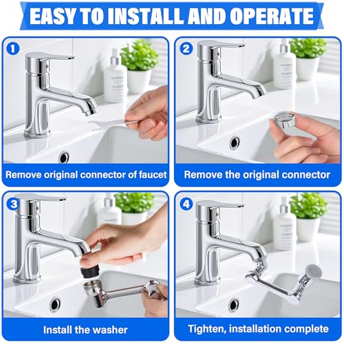 Shaobrc 360° Rotating Faucet Extender with Adapter – Multifunctional Sink Spray Head for Bathroom & Kitchen Sinks (360° Rotating Faucet Extender with Adapter) - Image 5