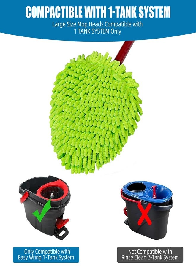 YWSHF Spin Mop Heads Replacements for Ocedar Easywring 1 Tank System 3 Pack Chenille Mop Pad Spin Mop Refill for O Cedar Mop Head Replacement Green - Image 3