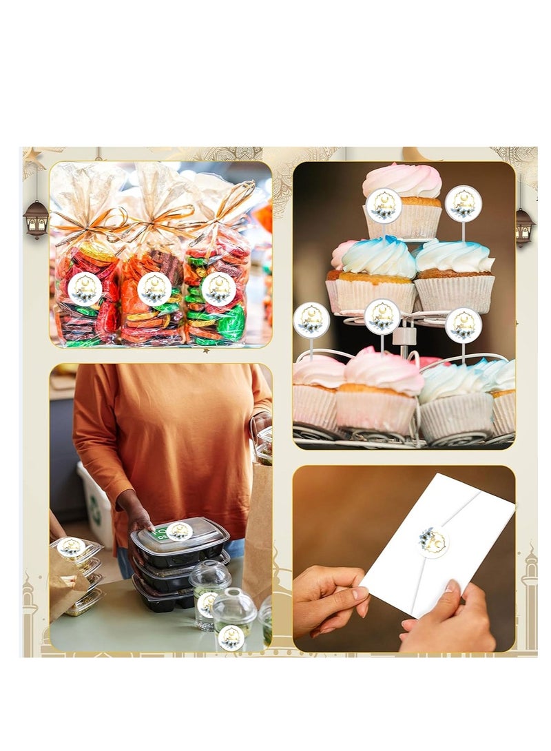 OASIS-TH 500Pcs Ramadan Kareem Adhensive Stickers Eid Mubarak Perforated Roll Sticker Gift Tag  - Image 3