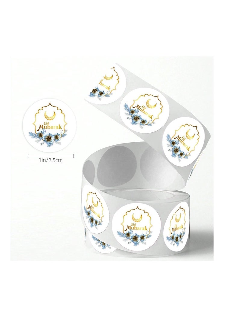 OASIS-TH 500Pcs Ramadan Kareem Adhensive Stickers Eid Mubarak Perforated Roll Sticker Gift Tag  - Image 5