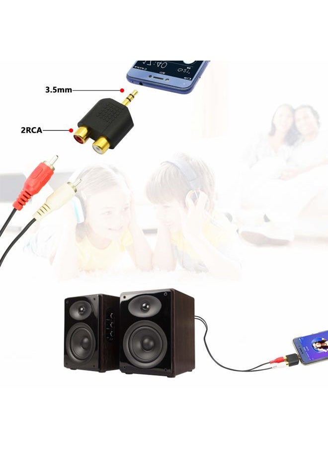CERRXIAN - LEMENG (2-Pack) Gold Plated 3.5mm Stereo to 2-RCA Male to Female Audio Splitter, Dual RCA Jack Adapter - Image 1